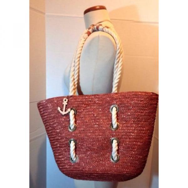 Sun N Sand Beach Tote Bag ~ Straw Weave EUC! #1 image