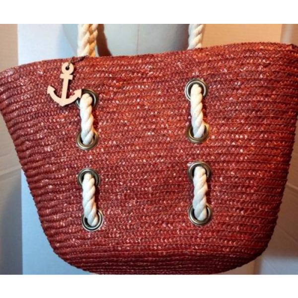 Sun N Sand Beach Tote Bag ~ Straw Weave EUC! #2 image