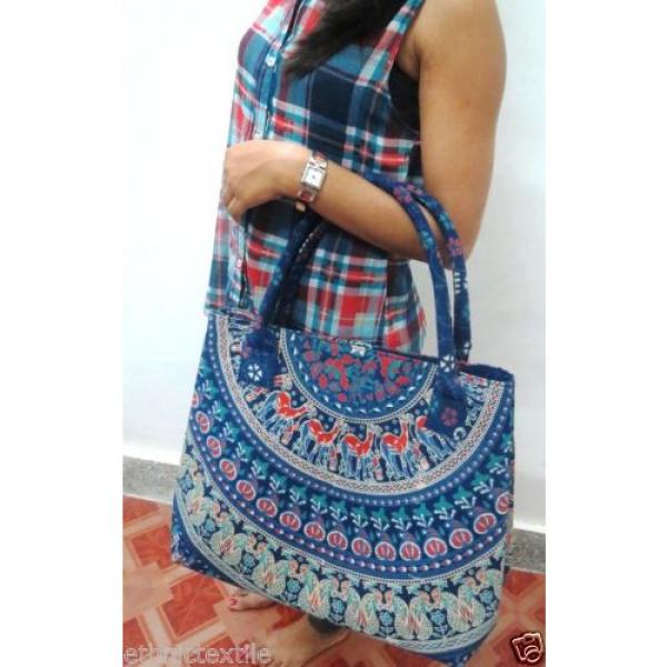 Indian Handmade Ladies Mandala Shopping Shoulder Beach Handbags Cotton Tote Bag #1 image