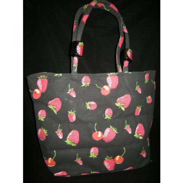 GOLDEN SANDS STRAWBERRY CANVAS BEACH BAG TOTE OR SHOPPING SHOULDER BAG #2 image