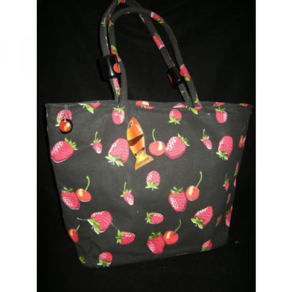 GOLDEN SANDS STRAWBERRY CANVAS BEACH BAG TOTE OR SHOPPING SHOULDER BAG #4 image