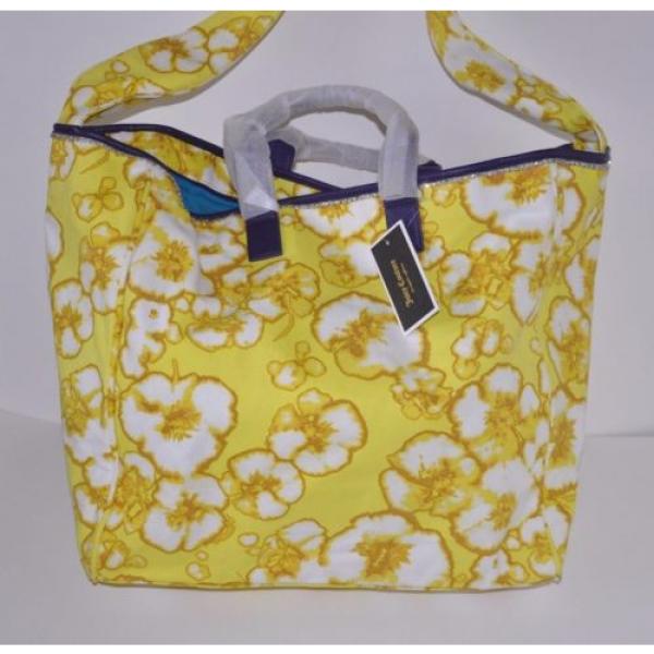 NWT JUICY COUTURE Canvas Yellow Floral Beach Bag Tote with Rhinestones YHRU3542 #2 image