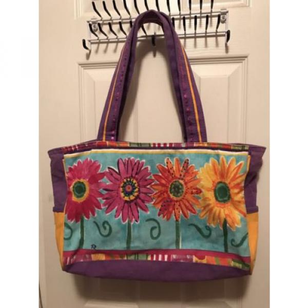 Sun n Sand Jeweled Floral sunflower Tote beach bag Diaper Bag unique ! #1 image