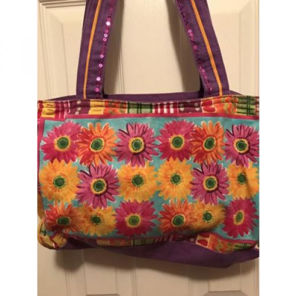 Sun n Sand Jeweled Floral sunflower Tote beach bag Diaper Bag unique ! #2 image