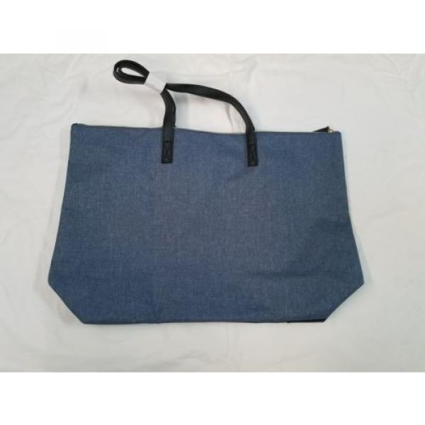 NWT Blue Denim Tassel Tote Purse | Overnight Diaper Gym Beach Bag Leather #2 image