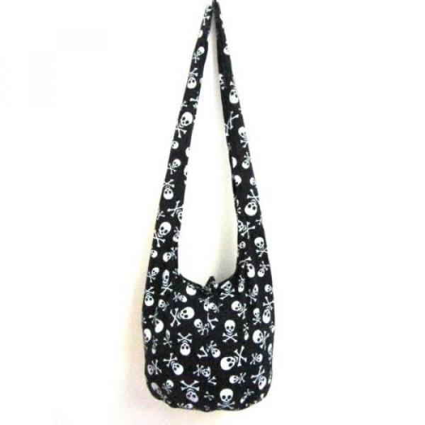 CHIC 9 BEACH BAG SLING SHOULDER ADVENTURE SMALL SKULL UNISEX MEN HOBO BOHO BLACK #4 image