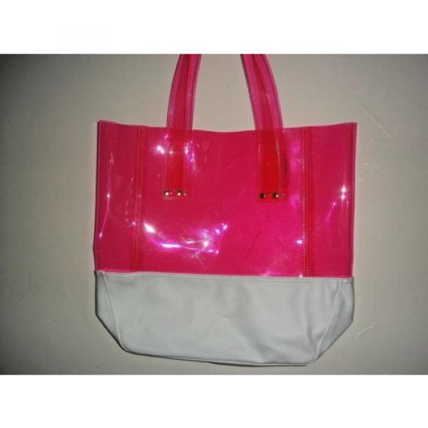 NWT VICTORIA&#039;S SECRET PINK TRANSPARENT JELLY PLASTIC BEACH TOTE BAG WHITE NEW #2 image