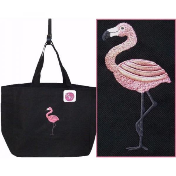 Flamingo Tropical Bird Vacation Beach Bag Custom Embroidered Essential Tote #1 image