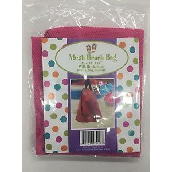 Mesh Beach Bag With Handles and Drawstring Closure Pink 18&#034; x 17&#034;  (NEW) #1 image