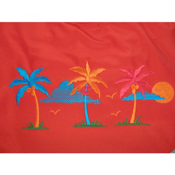 NWT Stowaway Pretty Red Zippered Beach Purse Bag Tote Tropical Palms Sun SH252 #4 image