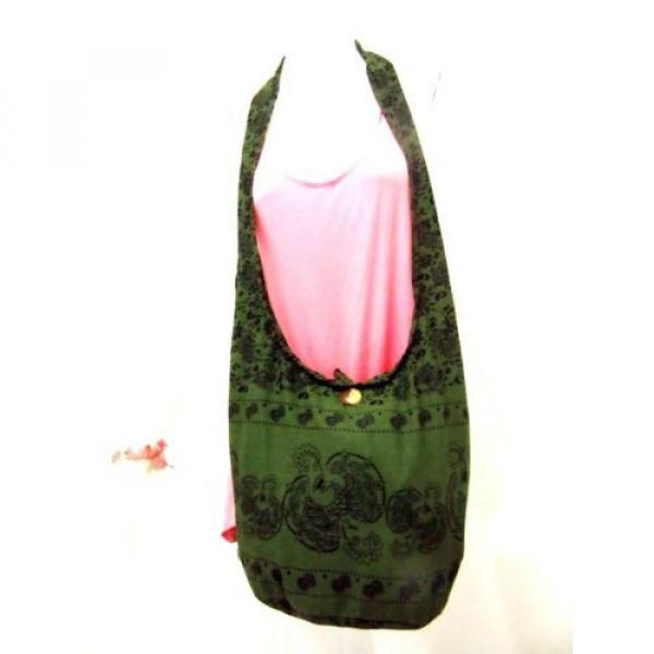 F11 BAG SLING SHOULDER CROSSBODY BEACH HOBO UNISEX SMALL PEACOCK GREEN FREE THAI #4 image