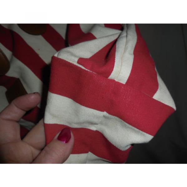 UNBRANDED STRIPED CREME/RED TOTE/BEACH BAG EUC #4 image