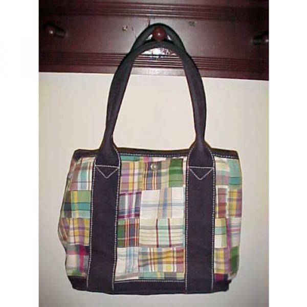 J. CREW bag COTTON PATCHWORK MADRAS CANVAS TOTE Purse beach #1 image