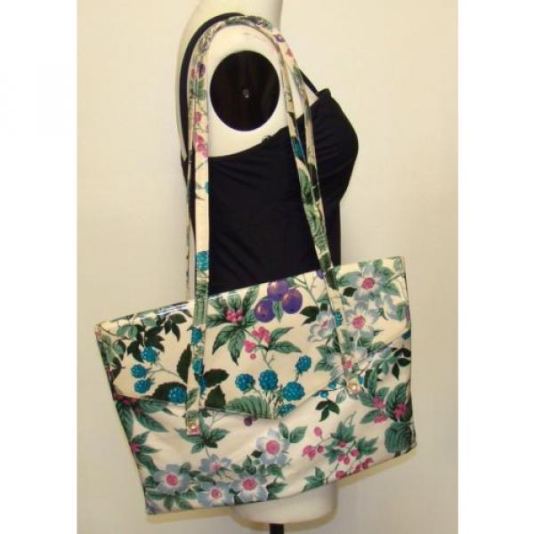 Estro Di Firenze Vintage Italy Floral Berry Bush Vinyl Beach Travel Bag 70s #1 image