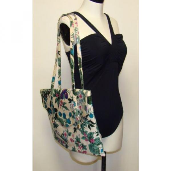 Estro Di Firenze Vintage Italy Floral Berry Bush Vinyl Beach Travel Bag 70s #2 image