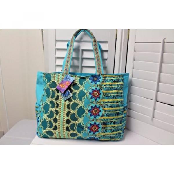 Sun N&#039; Sand Large Beach Bag Tote Shopper Artist Messina  Beautiful blues, greens #1 image