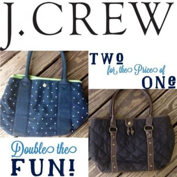 J CREW 2 PC Designer Tote Bag Lot Handbag Purse Shopper Beach Bags #1 image