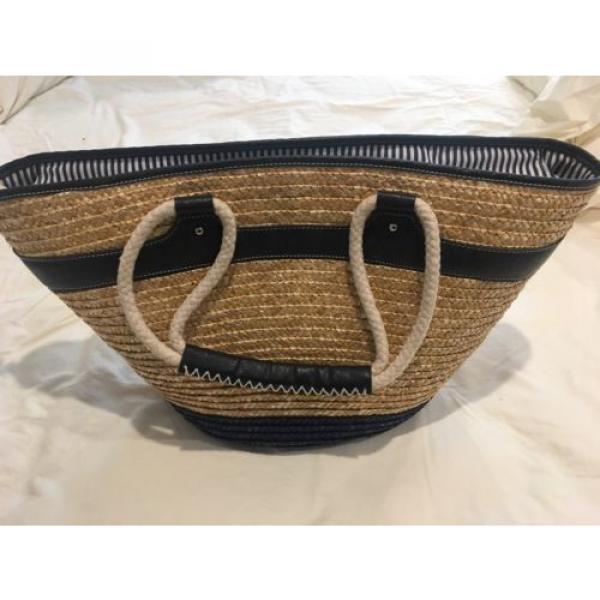 New With Tags! Navy Nautical Straw Studios Beach Tote Bag #4 image