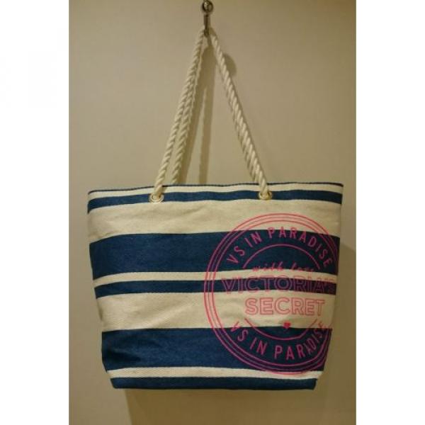 Victoria Secret Blue And White Striped Tote Beach Bag #1 image