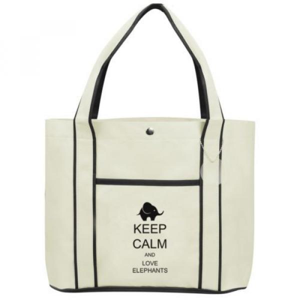 Keep Calm and Love Elephants Fashion Tote Bag Shopping Beach Purse #3 image