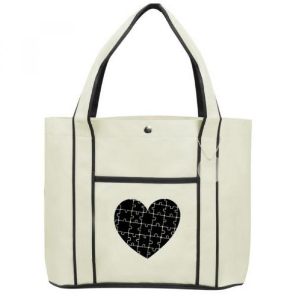 Heart Puzzle Autism  Fashion Tote Bag Shopping Beach Purse #3 image