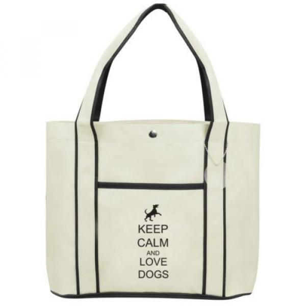 Keep Calm and Love Dogs Fashion Tote Bag Shopping Beach Purse #3 image