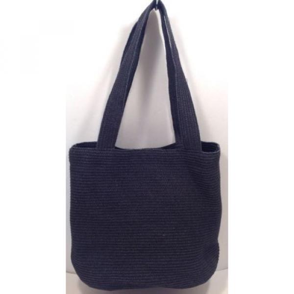 Talbots Black Woven Beach Bag Purse Tote Handbag Shopper Large #1 image