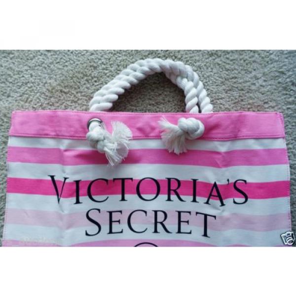 $85 BRAND NEW!!! ~VICTORIA&#039;S SECRET~ STRIPED LOGO BEACH SHOPPING BAG TOTE #2 image