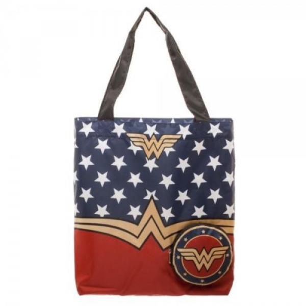 DC Comics Wonder Woman Packable Tote Beach Bag Handbag Reusable Grocery Bag #2 image