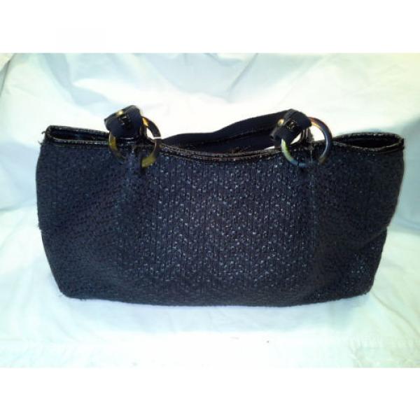 Coldwater Creek Woven Black Beach Bag Shopper Tote Handbag #1 image