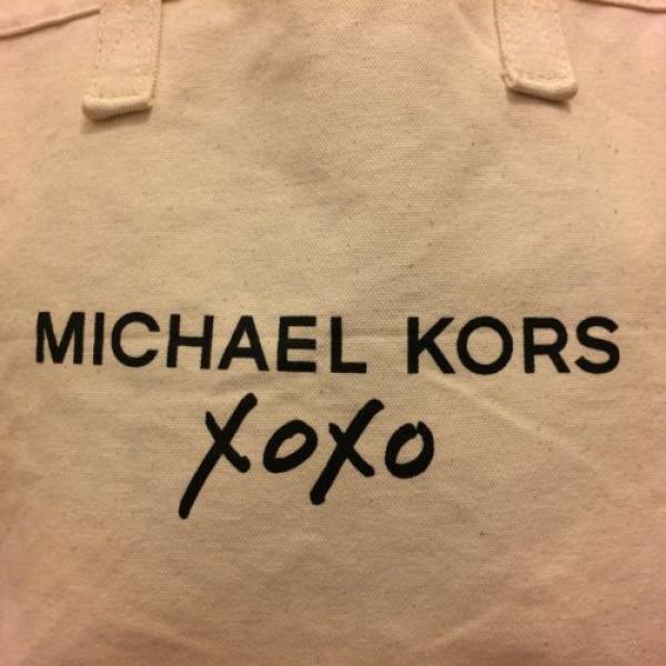 MICHAEL KORS XOXO Large White Canvas Shopping Beach Tote Bag Purse Pouch NWOT #3 image