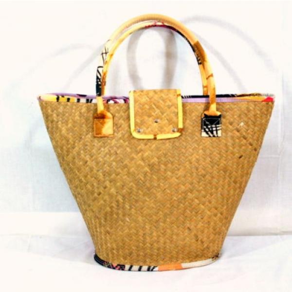 Straw Beach Tote Bag Hula Girl Vintage Car Beadwork Accents Purse Handbag Large #3 image