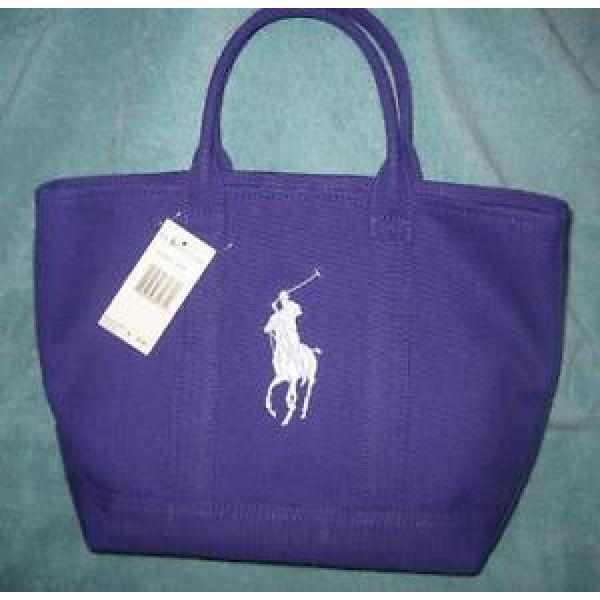 NWT RALPH LAUREN POLO SPORT HORSE PURPLE CANVAS PURSE HANDBAG BEACH TOTE BAG RL #1 image