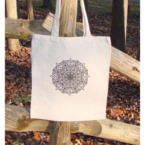 Mandala Fashion Women Canvas Natural  Bag Beach Tote Zendoodle Coloring #2 image