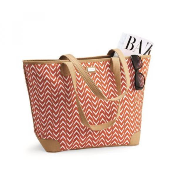 Ame &amp; Lulu Day Tote - Astor Tangerine Orange Chevron Purse diaper Beach bag #4 image