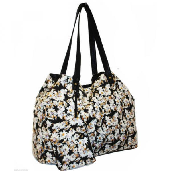 LADIES NICOLE BROWN FLORAL CANVAS SHOPPER/BEACH BAG STYLE - JBCB172DAISY #3 image