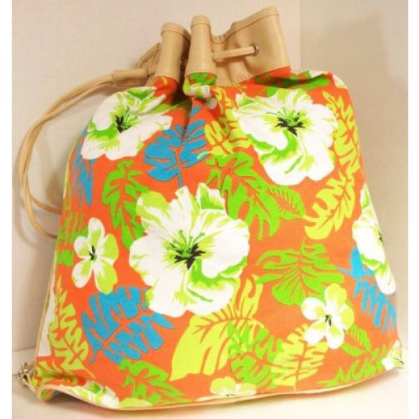 Multicolor Drawstring Beach Bag Tote Bag Sand n Sun Canvas Zip Coin Floral Print #3 image