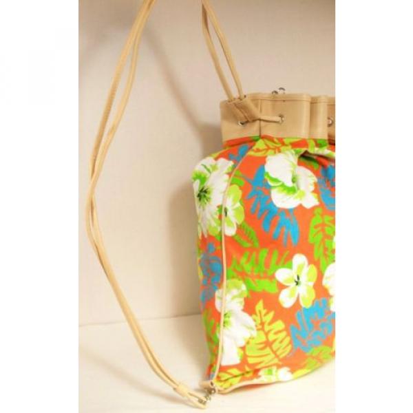 Multicolor Drawstring Beach Bag Tote Bag Sand n Sun Canvas Zip Coin Floral Print #5 image