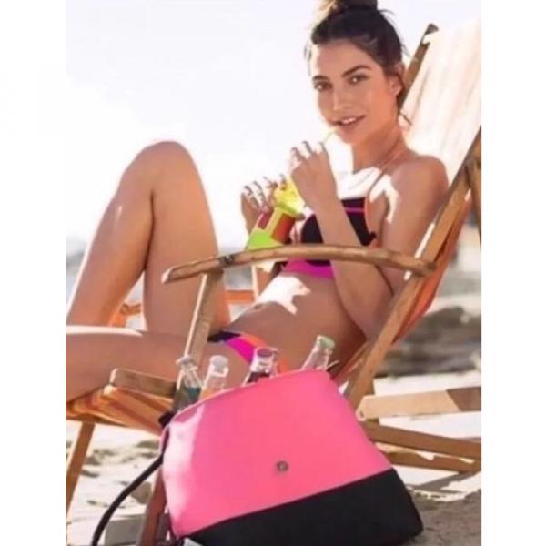 NEW Victoria&#039;s Secret $65 Pink/Black Neoprene Insulated Beach Cooler Tote Bag #1 image