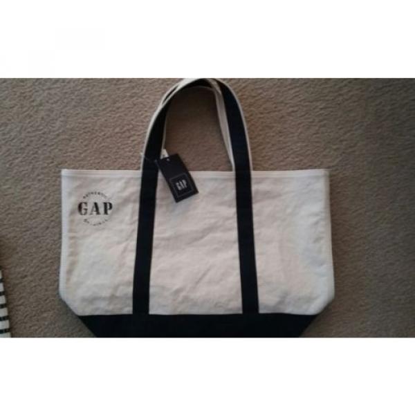 GAP SET of TWO Cotton Canvas Blue Beach Pool Shopping Tote Handbag Utility Bag #3 image