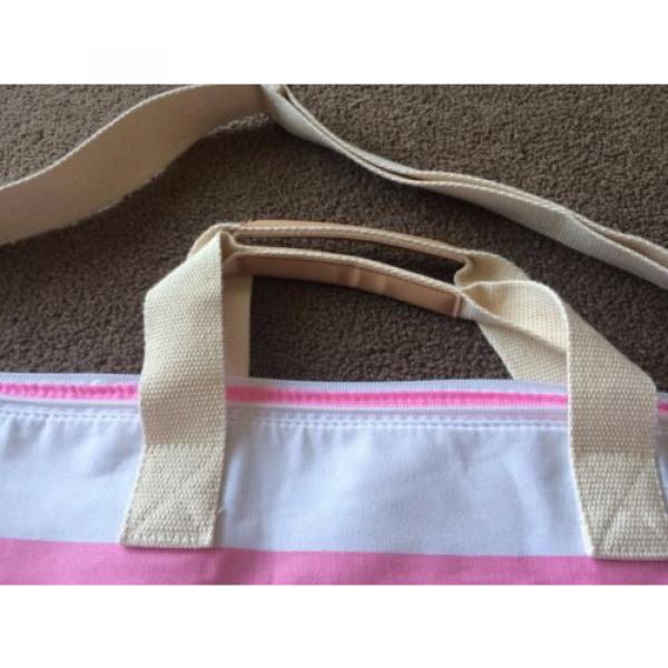 AUTH VICTORIA&#039;S SECRET PINK/WHITE STRIPED X-LARGE TRAVEL BEACH BAG #3 image