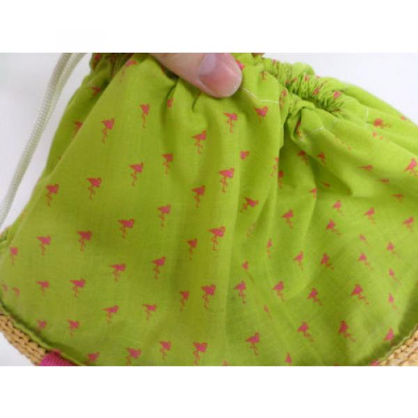 Cute Large Straw Basket Bag Flamingo Print Drawstring Beach Bag Laundry bag Etc #2 image