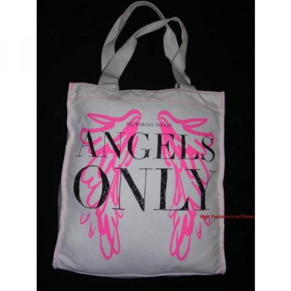 VICTORIA&#039;S SECRET Angel Wings Tote IVORY White Canvas Pink Logo Beach Travel Bag #1 image