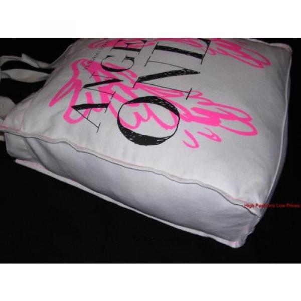 VICTORIA&#039;S SECRET Angel Wings Tote IVORY White Canvas Pink Logo Beach Travel Bag #3 image