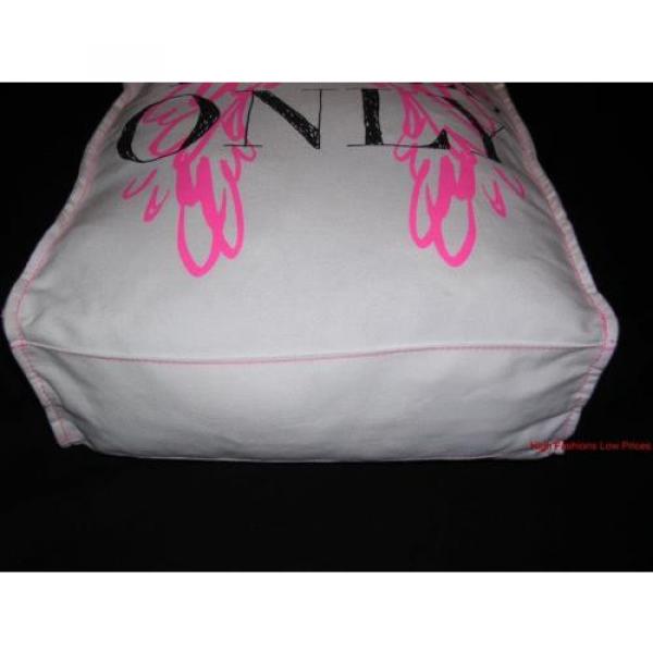 VICTORIA&#039;S SECRET Angel Wings Tote IVORY White Canvas Pink Logo Beach Travel Bag #4 image