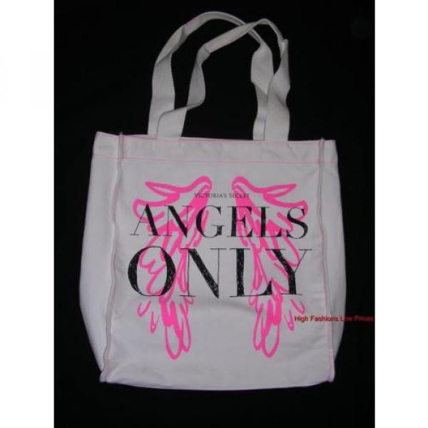 VICTORIA&#039;S SECRET Angel Wings Tote IVORY White Canvas Pink Logo Beach Travel Bag #5 image