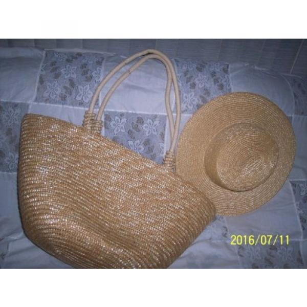 EXTRA LARGE NATURAL STRAW TOTE, BEACHBAG   CAPPELLI STRAWORLD INC. BRAND 23&#034; #2 image