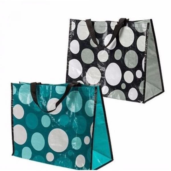 Set of 4 Large Laminated Polka Dot Fashion Tote Bags WATERPROOF BEACH CRAFTS #3 image