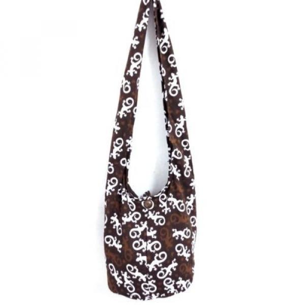 NO*96 LIZARD HEART HOBO BROWN SHOULDER BAG SUMMER BEACH SLING YOGA THAI FREE #1 image