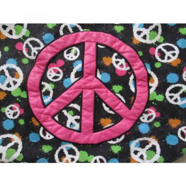 Peace Sign Cloth Bag 100% Cotton Purse Womens Girls zipper Great Tote Beach #2 image